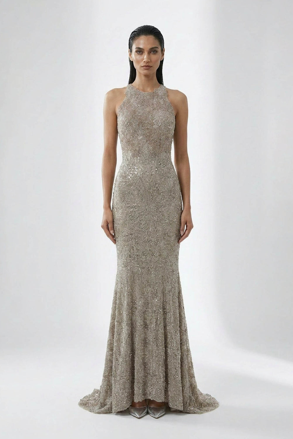 Starlight Symphony Gown - Silver Antique