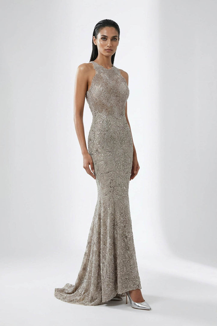 Starlight Symphony Gown - Silver Antique