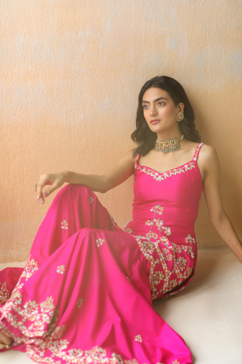 Fuchsia Pink Tunic & Sharara Set