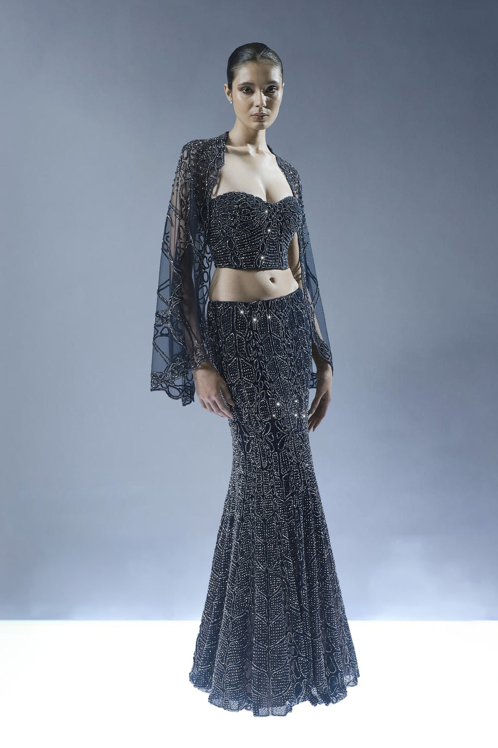 Sapphire Veil Lehenga Set