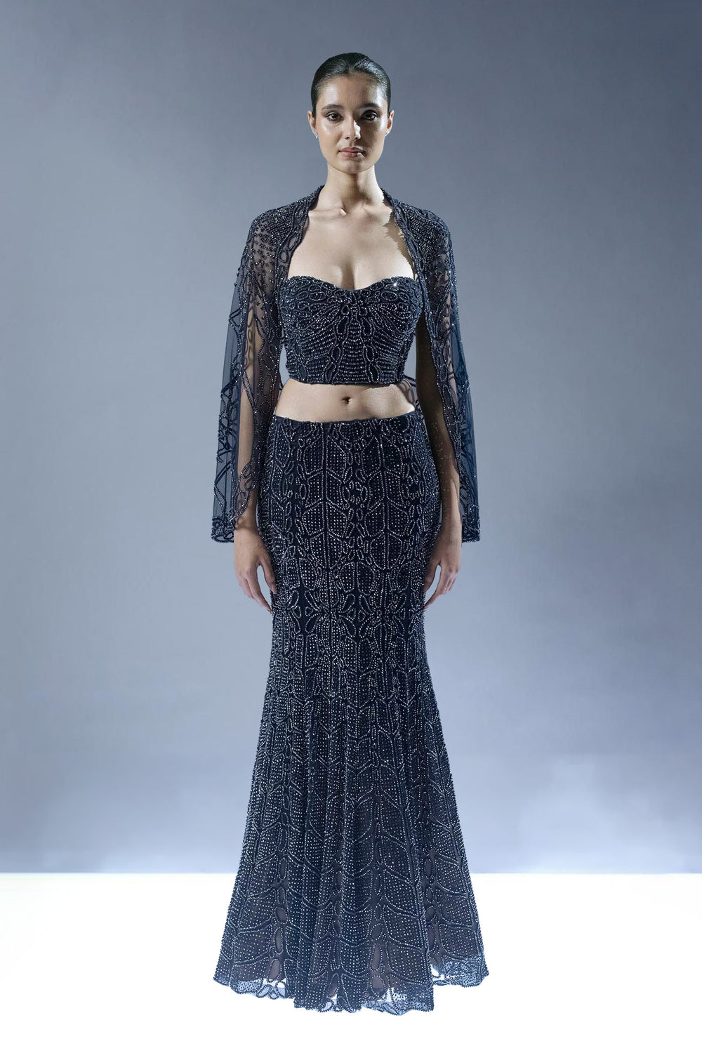 Sapphire Veil Lehenga Set