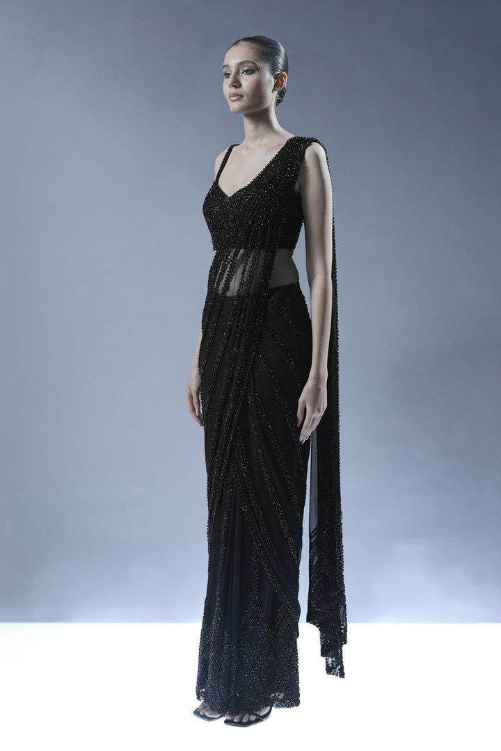Midnight Opulence Pre-Stitched Saree