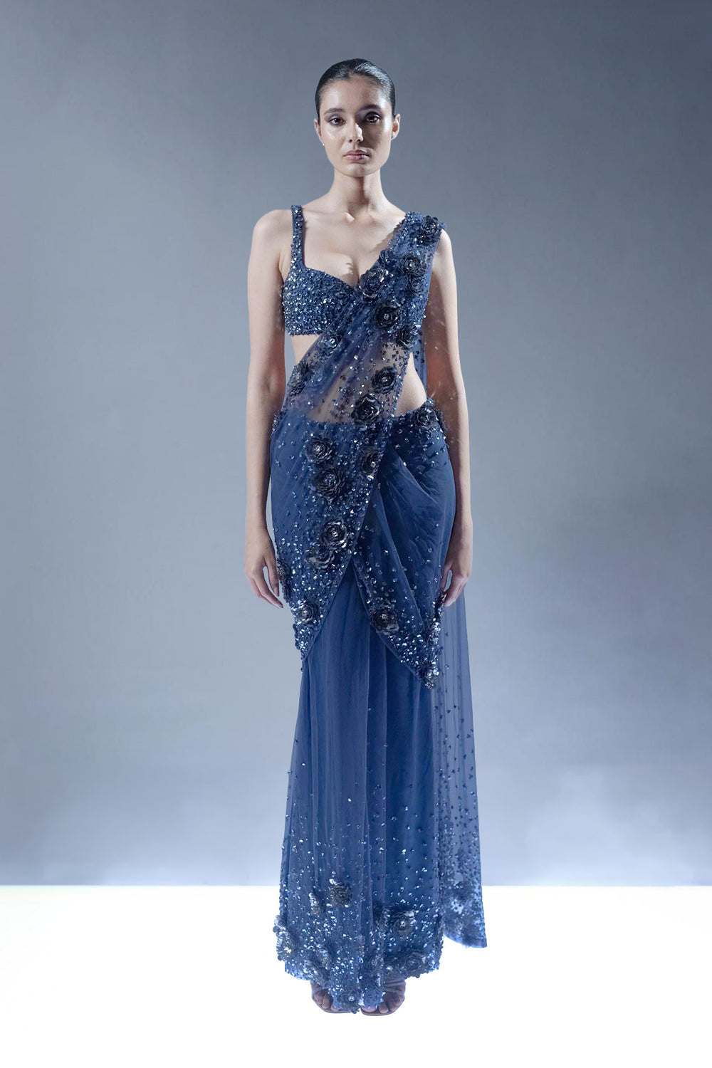 Abyssal Bloom Saree