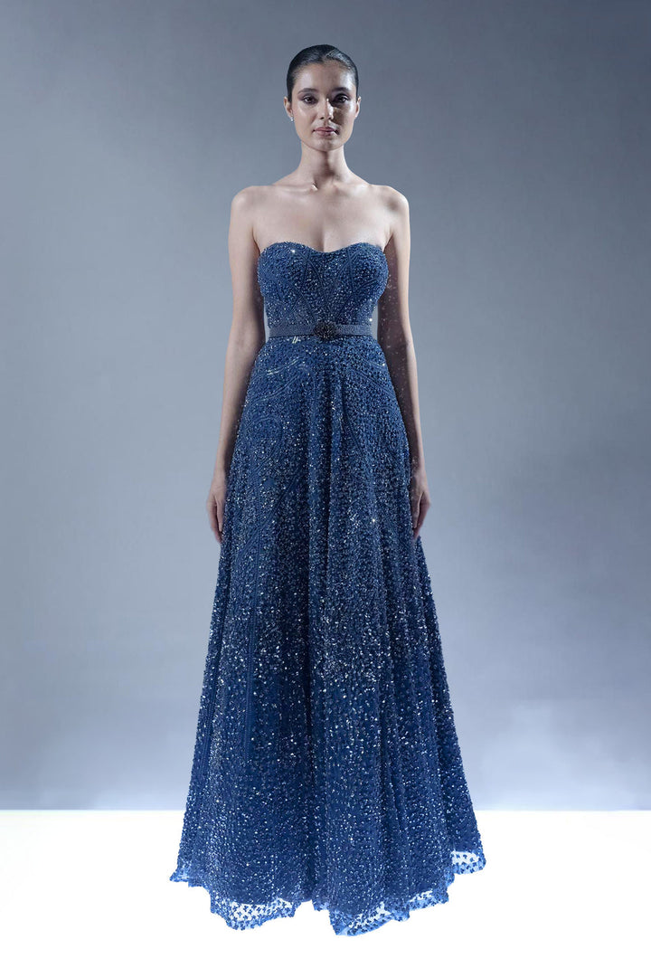 Royal Sapphire Embellished Gown