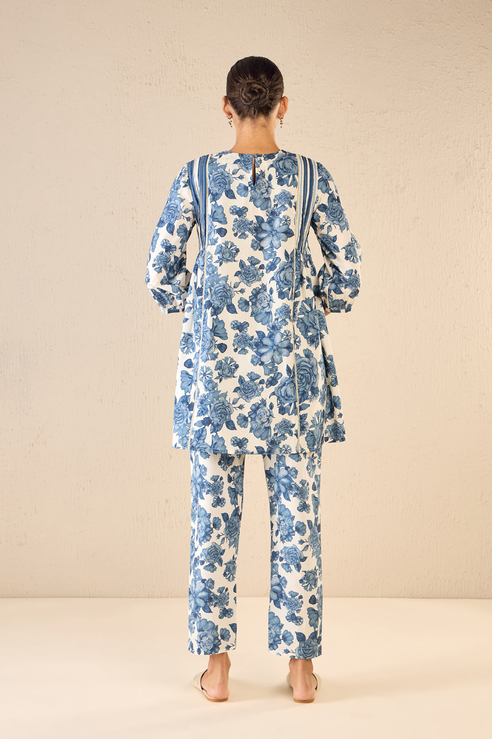 Blue Blossom: Oversize Shirt Co-ord Set