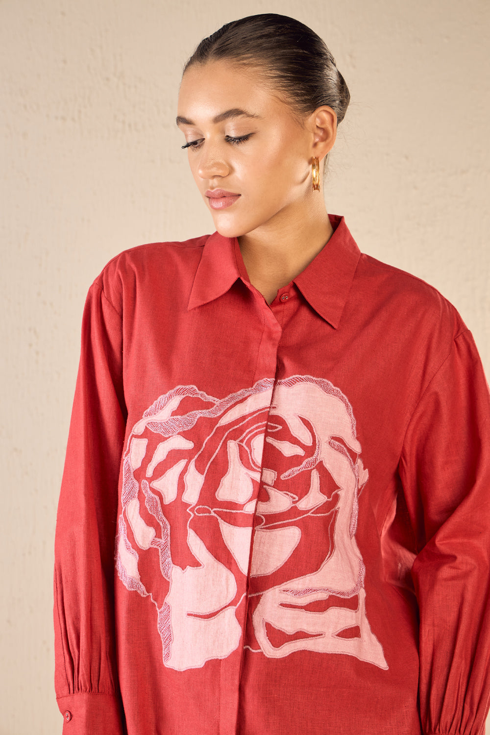 Vintage Rose Cotton Shirt Dress Co-ord Set