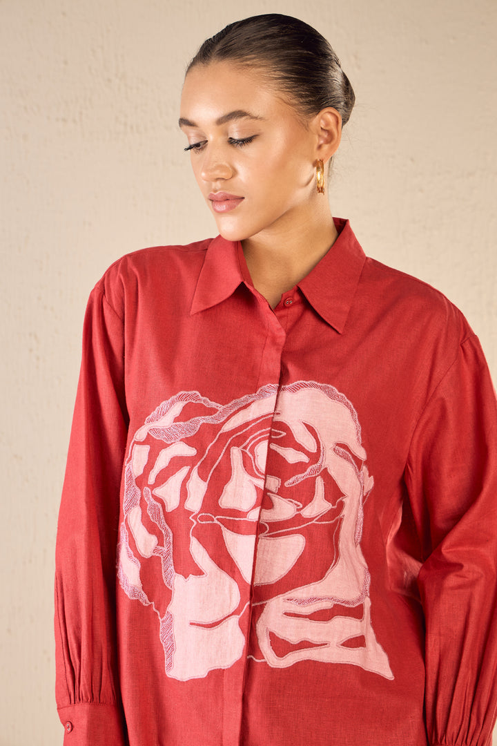 Vintage Rose Cotton Shirt Dress Co-ord Set