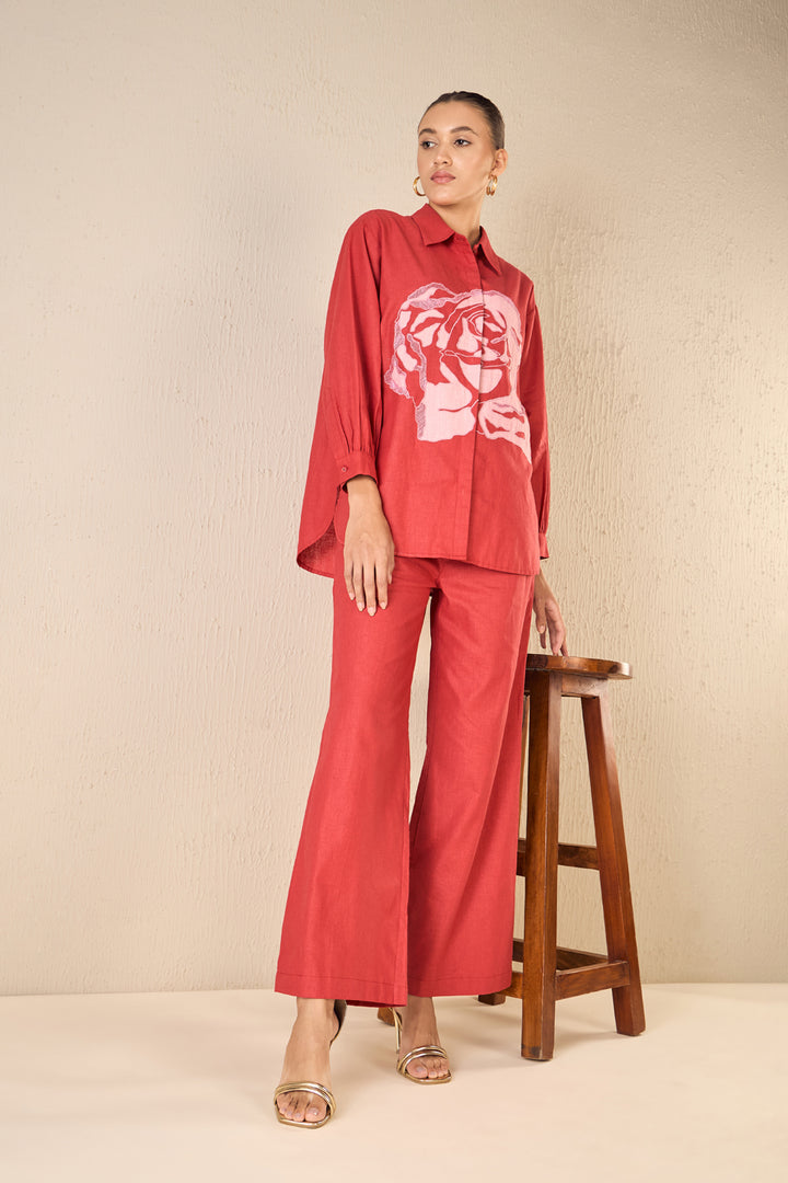 Vintage Rose Cotton Shirt Dress Co-ord Set