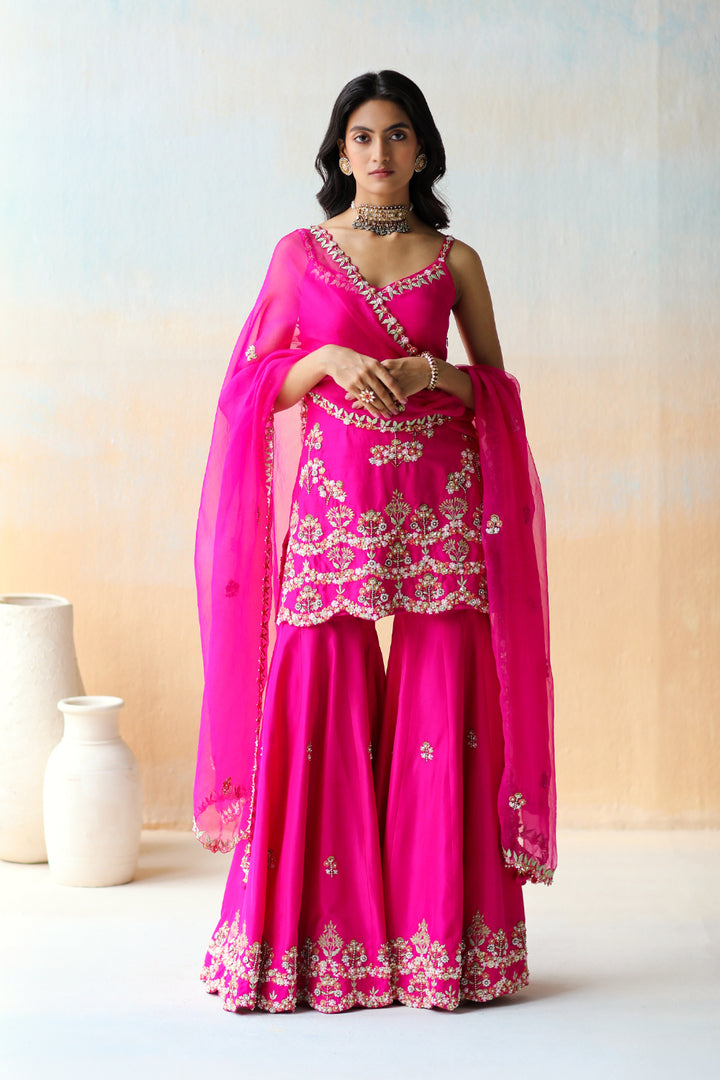 Fuchsia Pink Tunic & Sharara Set