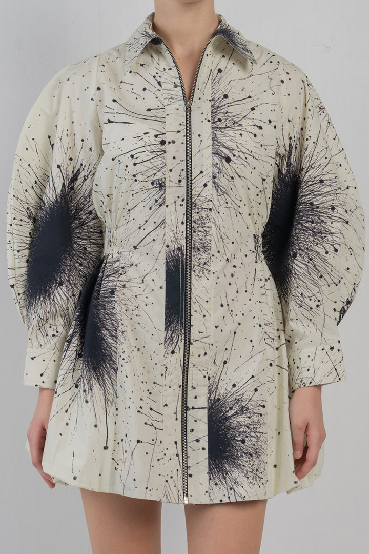 Bubble Hem Dress in Splatter Print