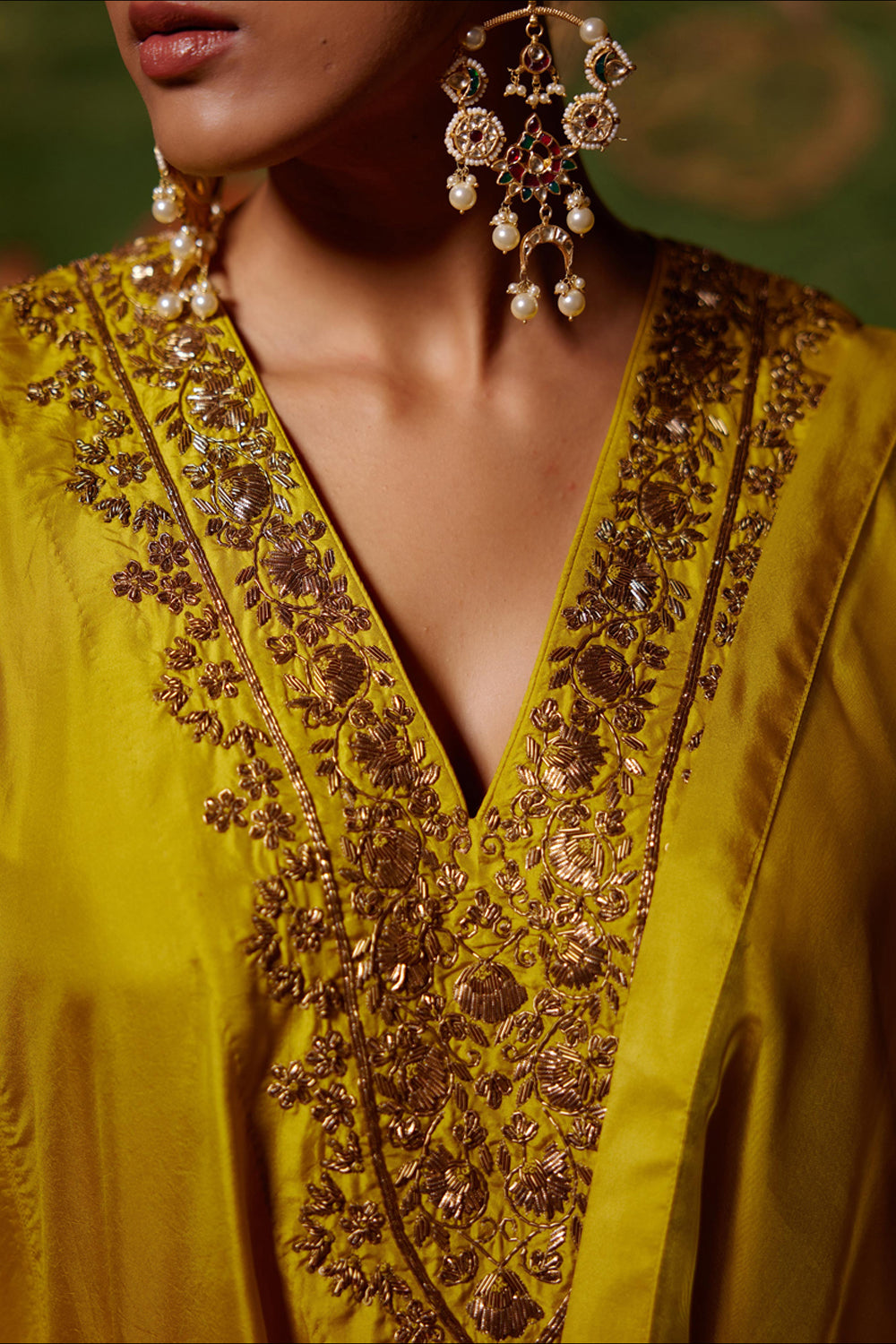 Mustard Embroidered Tunic & Trouser Set