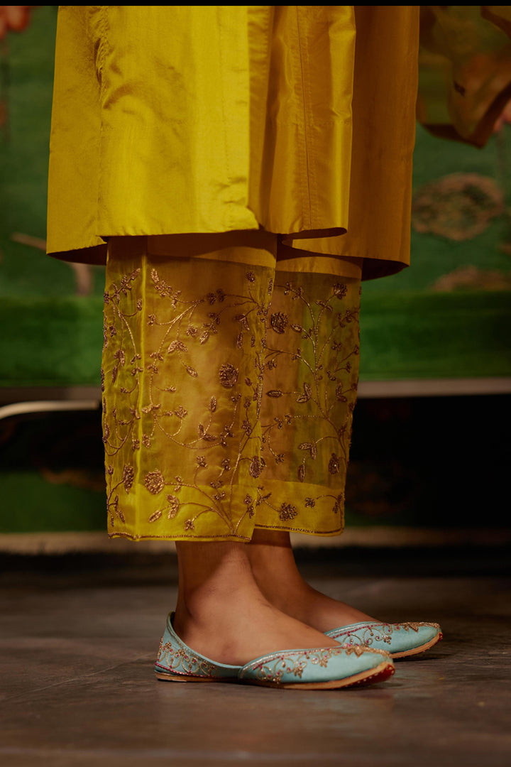 Mustard Embroidered Tunic & Trouser Set