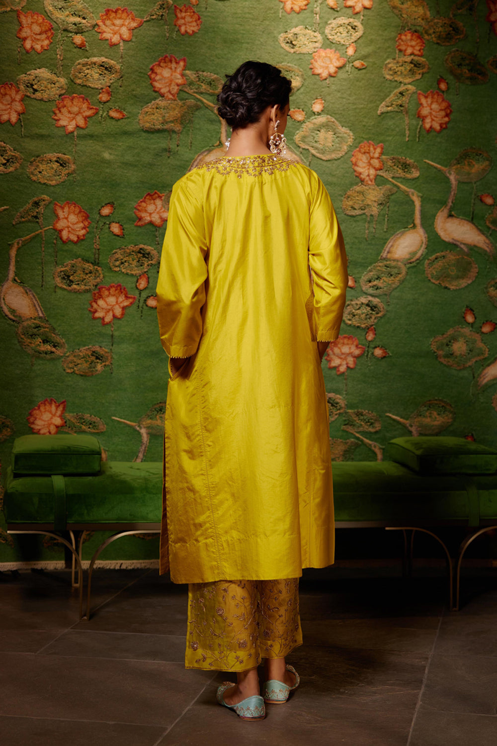 Mustard Embroidered Tunic & Trouser Set