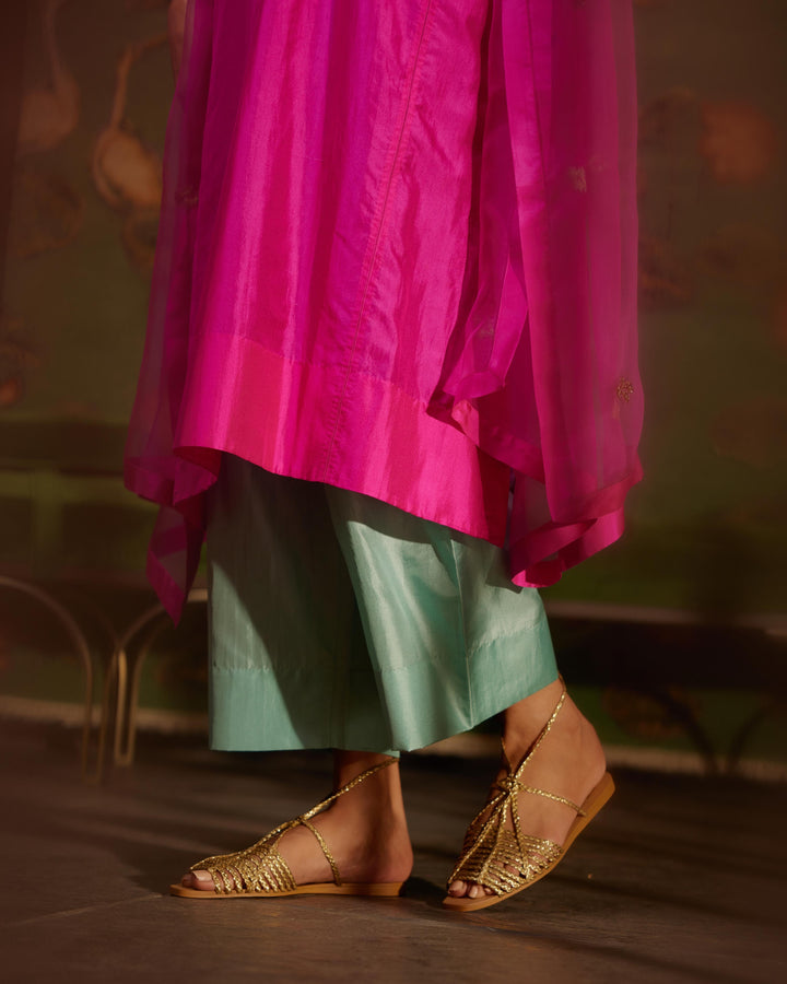 Embroidered Tunic & Trouser Set-Hot Pink