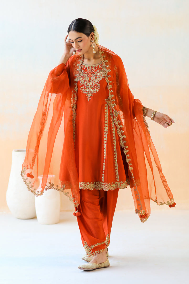 Fire Orange Kurta Set