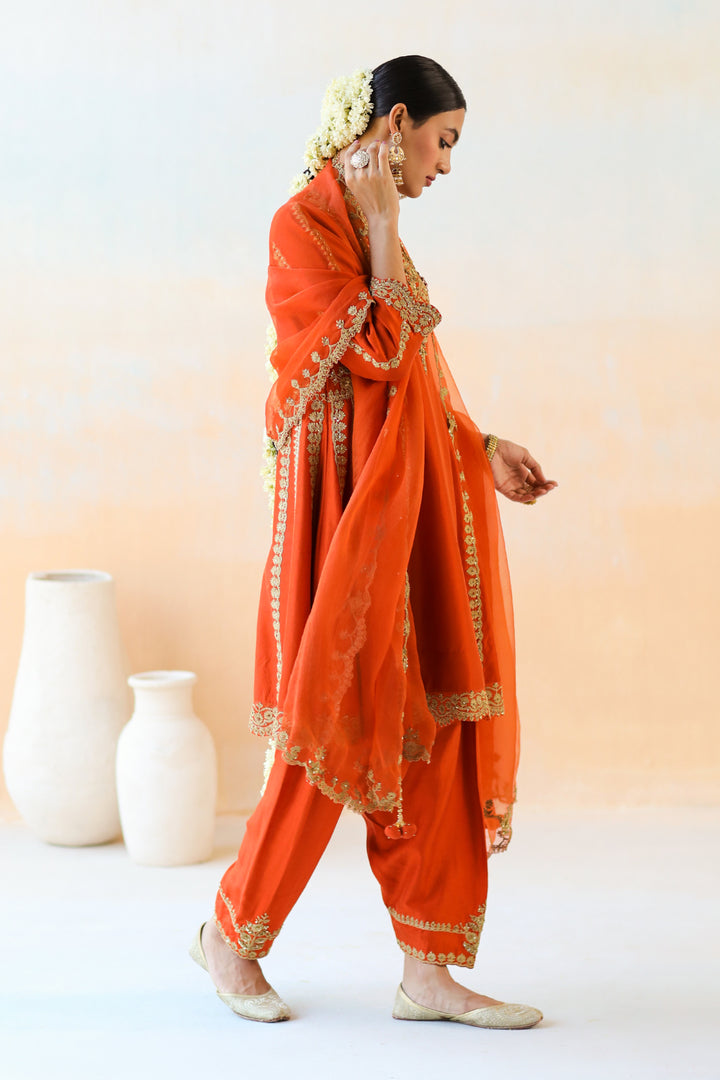 Fire Orange Kurta Set