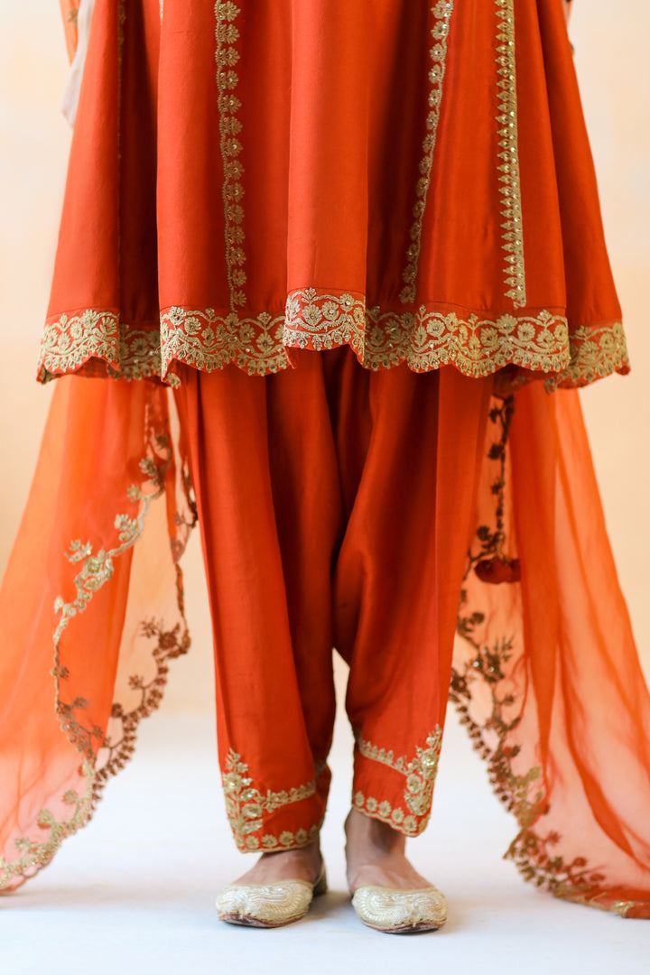 Fire Orange Kurta Set