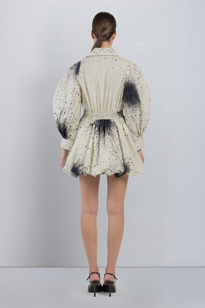 Bubble Hem Dress in Splatter Print