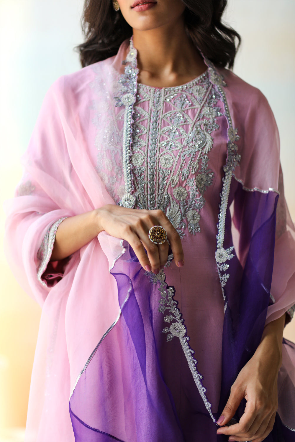 Lilac & Purple Kurta Set