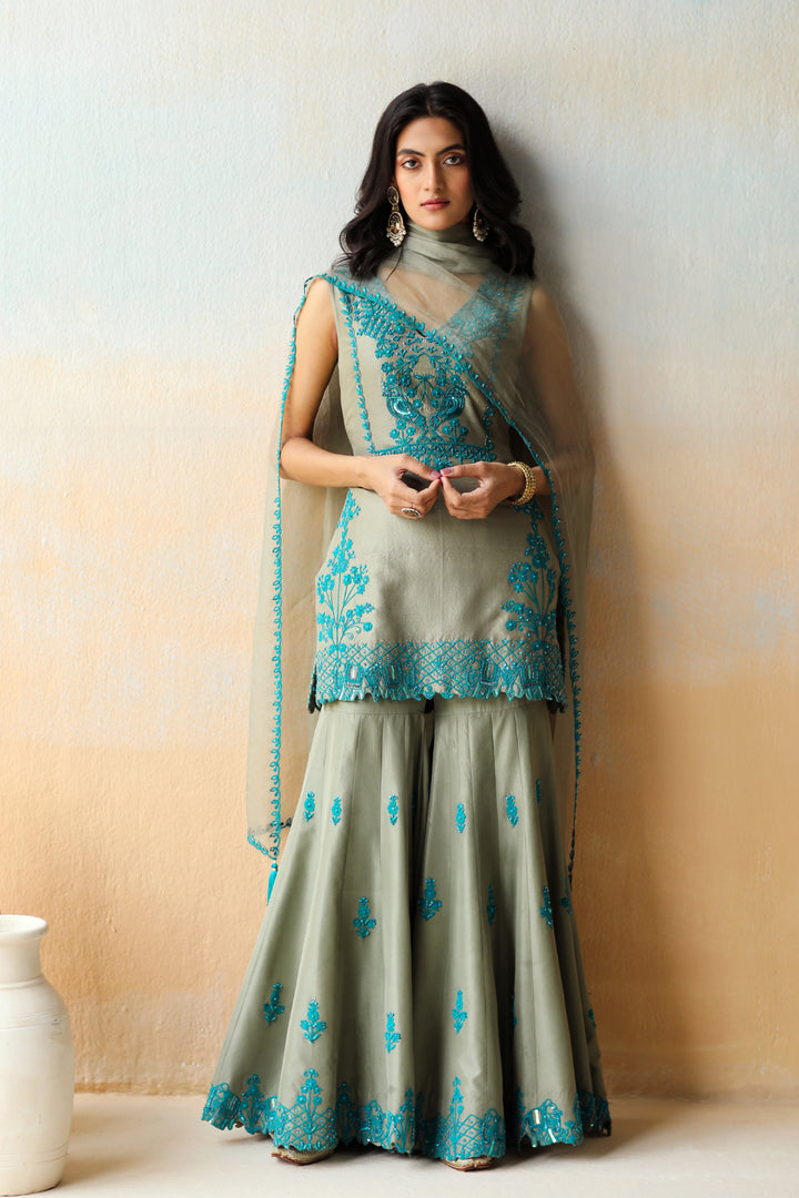 Sea Salt Green Tunic & Sharara Set