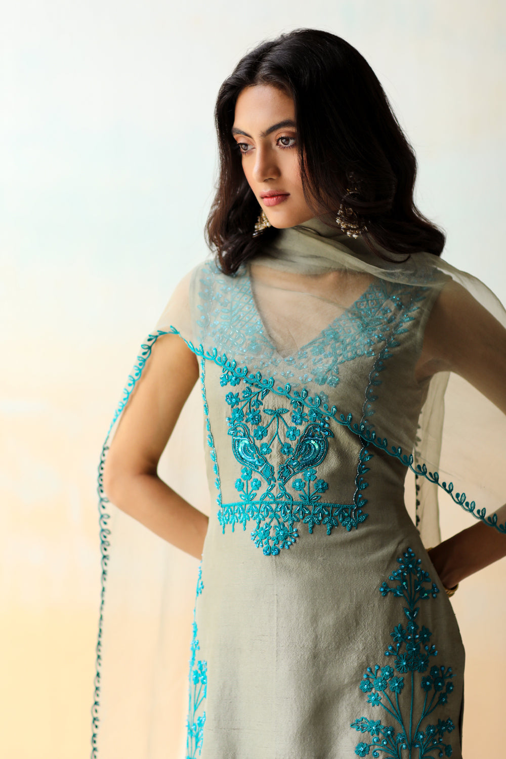 Sea Salt Green Tunic & Sharara Set