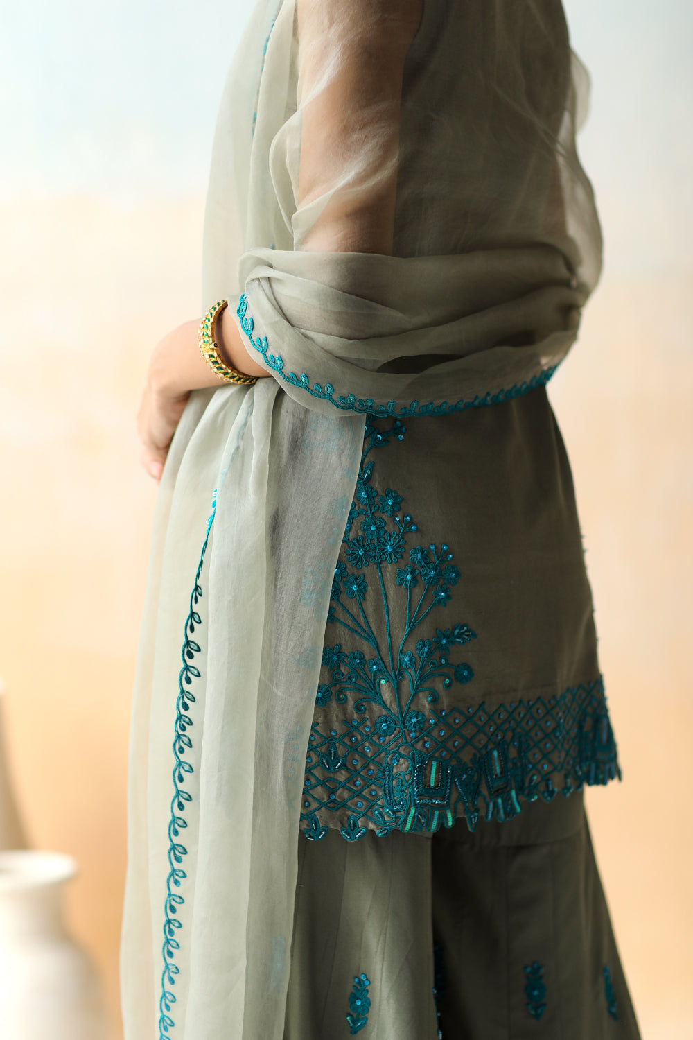 Sea Salt Green Tunic & Sharara Set