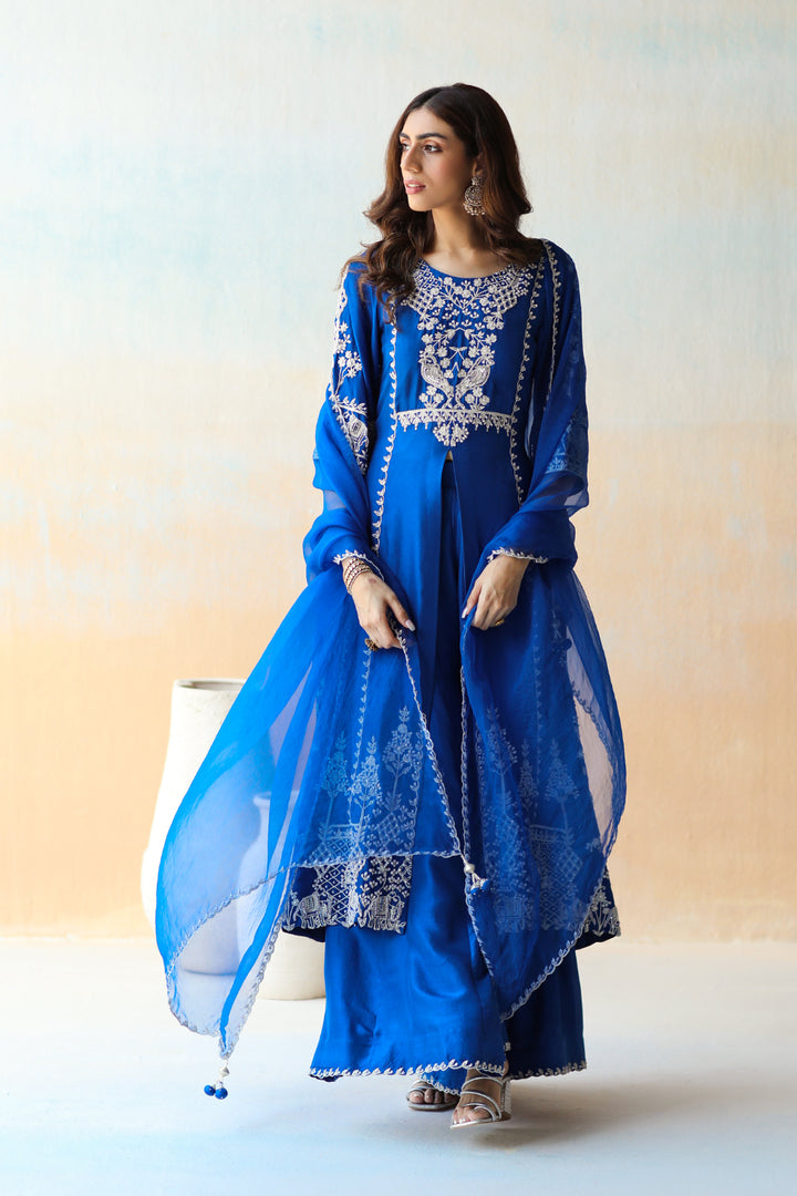 Cobalt Blue Kurta & Sharara Set