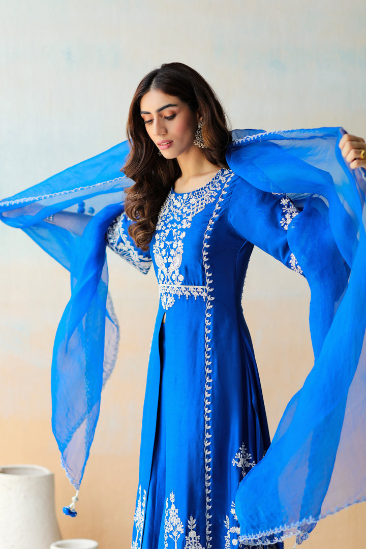 Cobalt Blue Kurta & Sharara Set