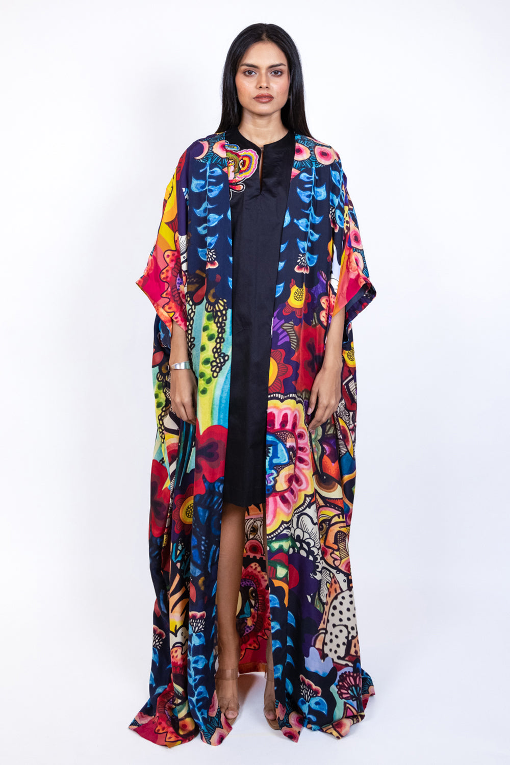 Printed long cape