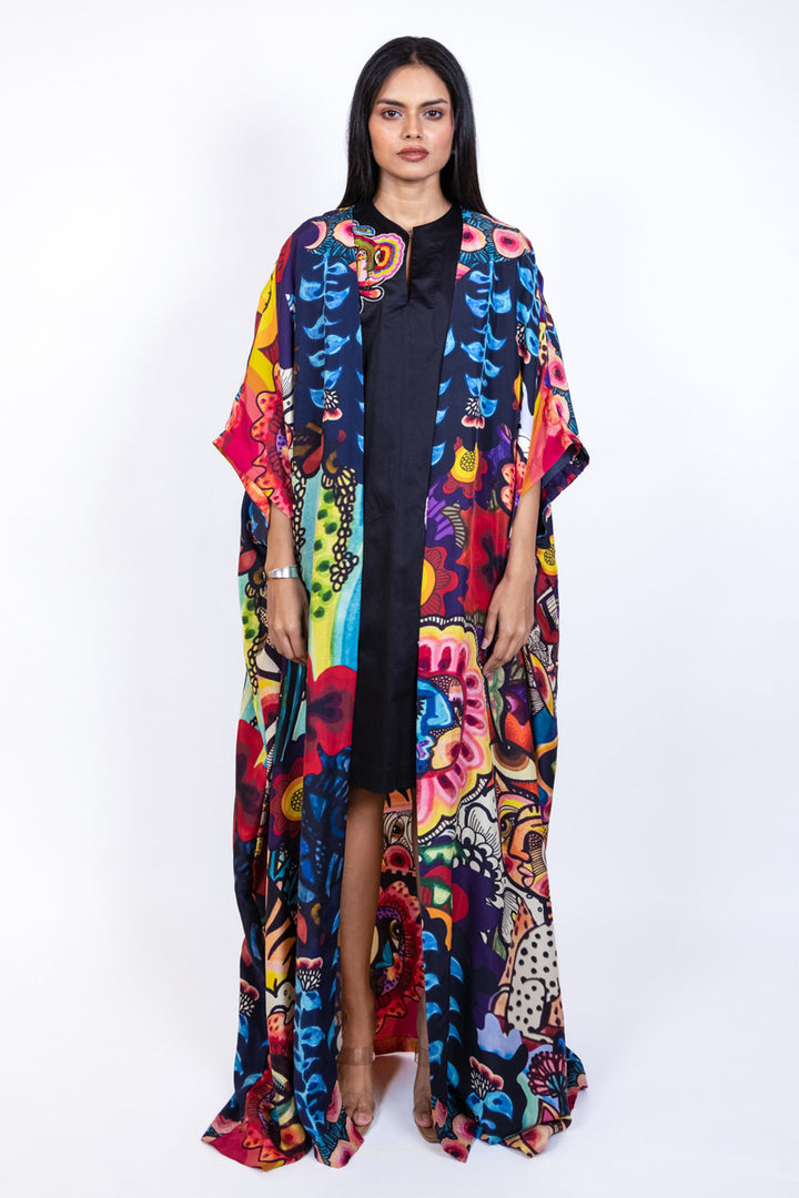 Printed long cape