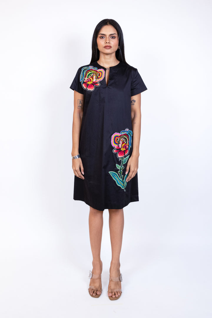 Mid length Embroidered Patch Peplum Top