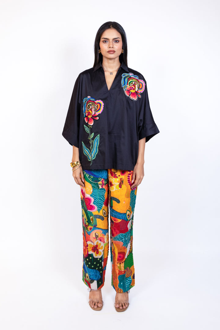 Embroidered two patch shirt