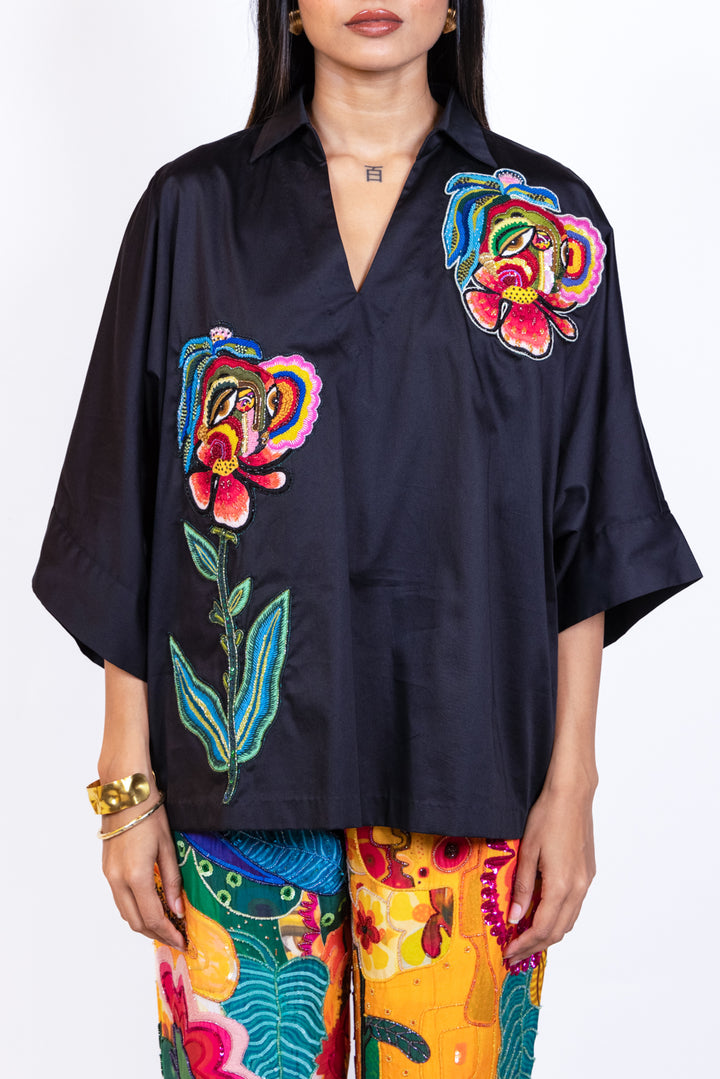 Embroidered two patch shirt