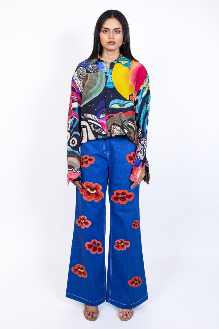 Embroidered Quirky Patch Jeans