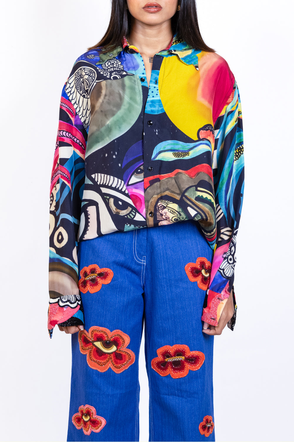 Embroidered Quirky Patch Jeans