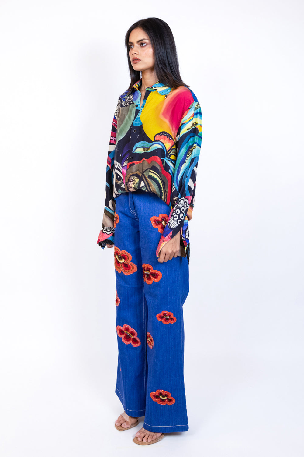 Embroidered Quirky Patch Jeans