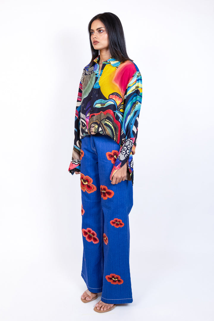 Embroidered Quirky Patch Jeans