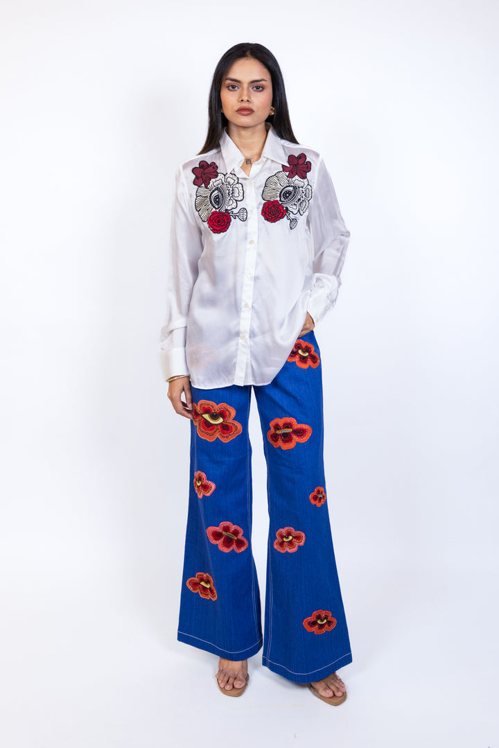 Patch embroidered shirt