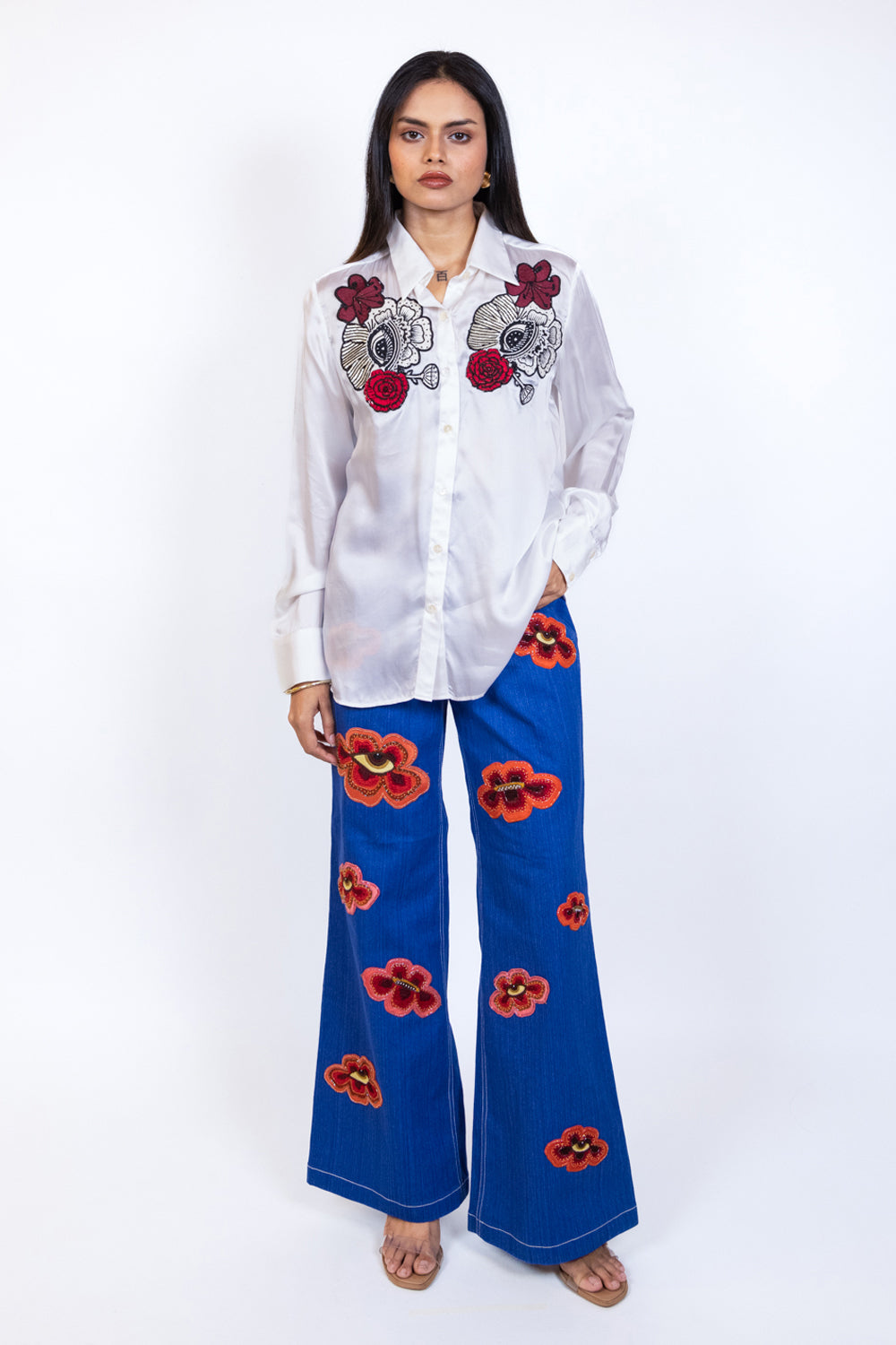 Patch embroidered shirt