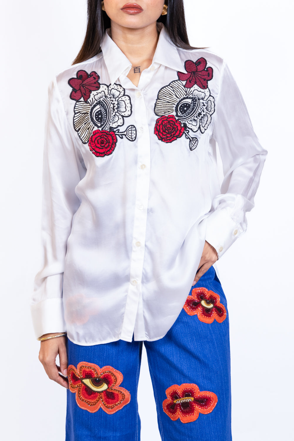 Patch embroidered shirt