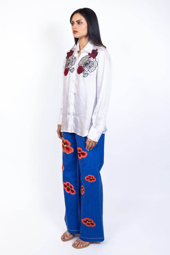 Patch embroidered shirt