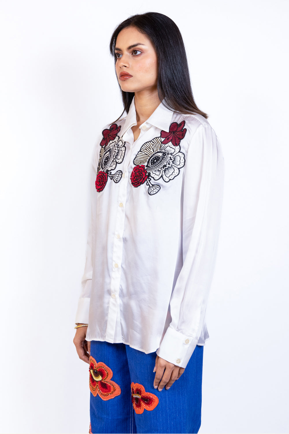 Patch embroidered shirt