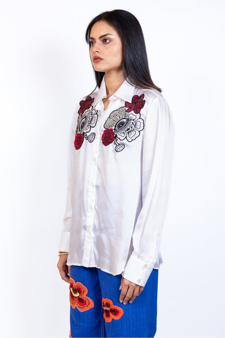 Patch embroidered shirt
