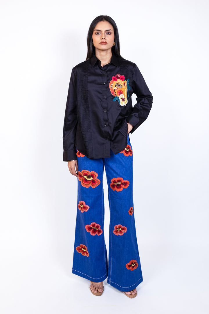 Embroidered one patch shirt
