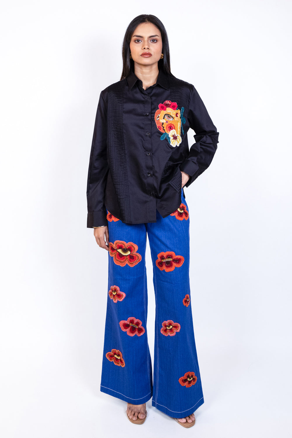 Embroidered one patch shirt