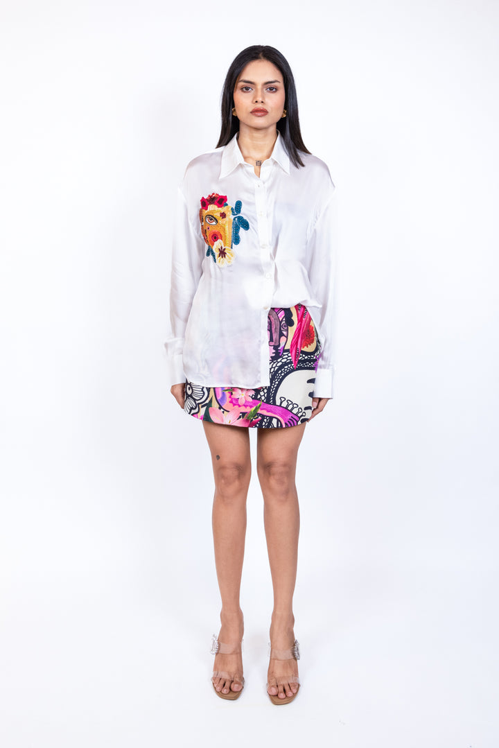 Patch embroidered shirt
