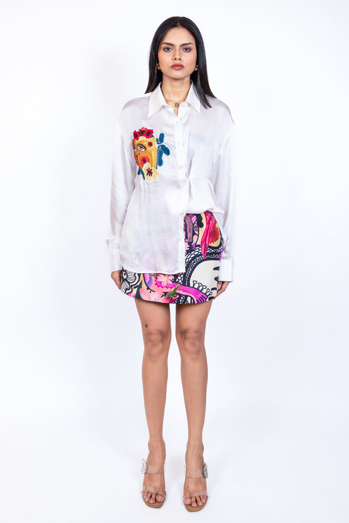 Patch embroidered shirt