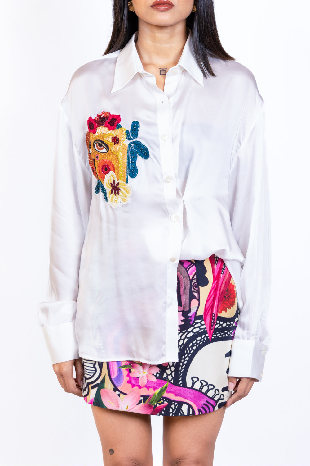 Patch embroidered shirt