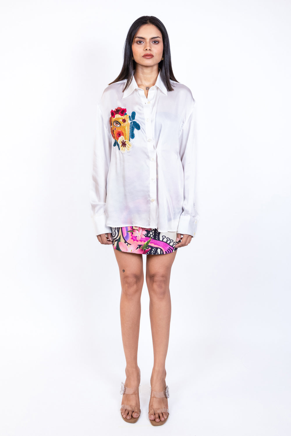 Patch embroidered shirt