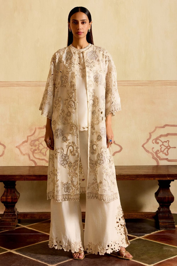 Ivory and silver embroidered jacket